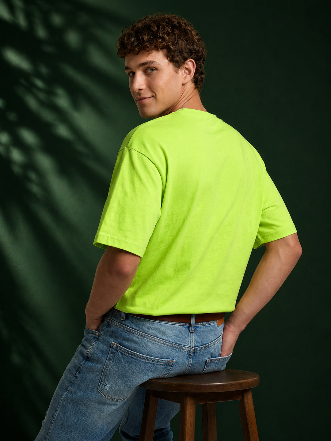 Leotude Men "Stronger Than Ever" Printed Oversized T-Shirt — Neon Streetwear Tee