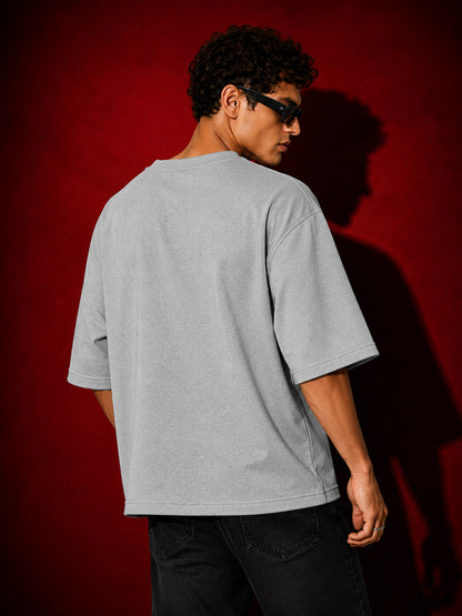Leotude Men "Wild Soul" Printed Oversized T-Shirt — Grey Melange Streetwear Tee