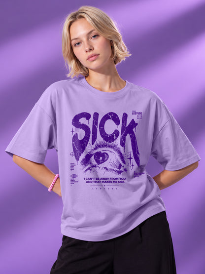 Leotude Women "Sick" Purple Oversized T-Shirt