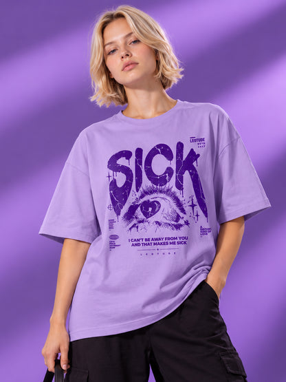 Leotude Women "Sick" Purple Oversized T-Shirt