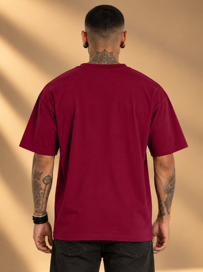 Leotude Men "Homme Motors" Maroon Oversized T-Shirt