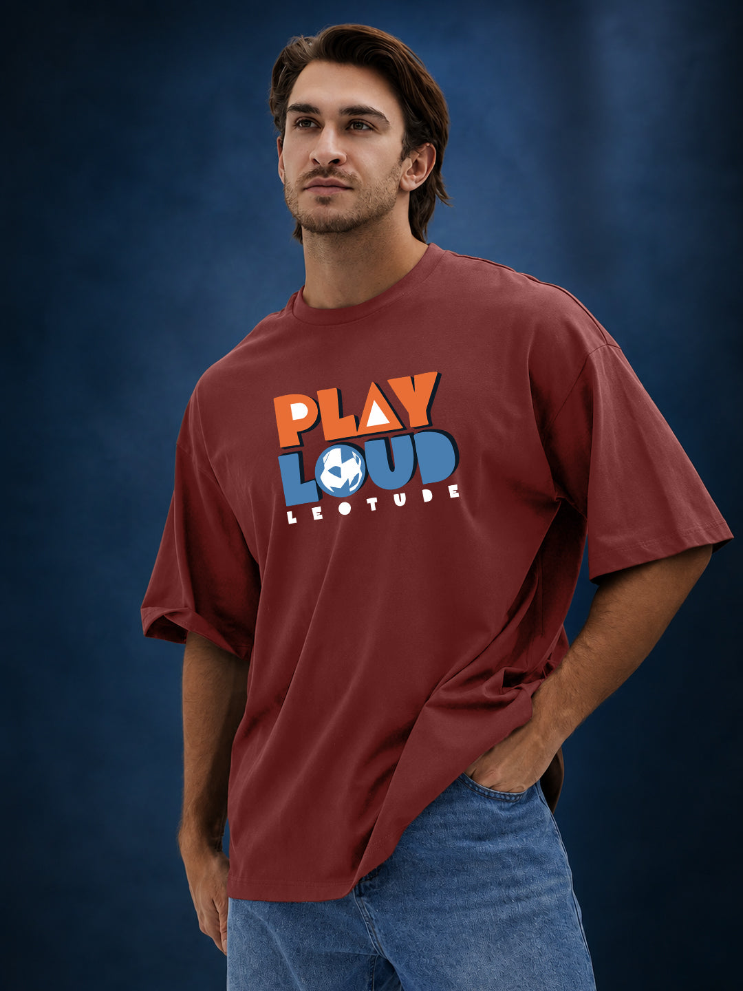 Leotude Men's Maroon Play Loud Premium T-Shirt