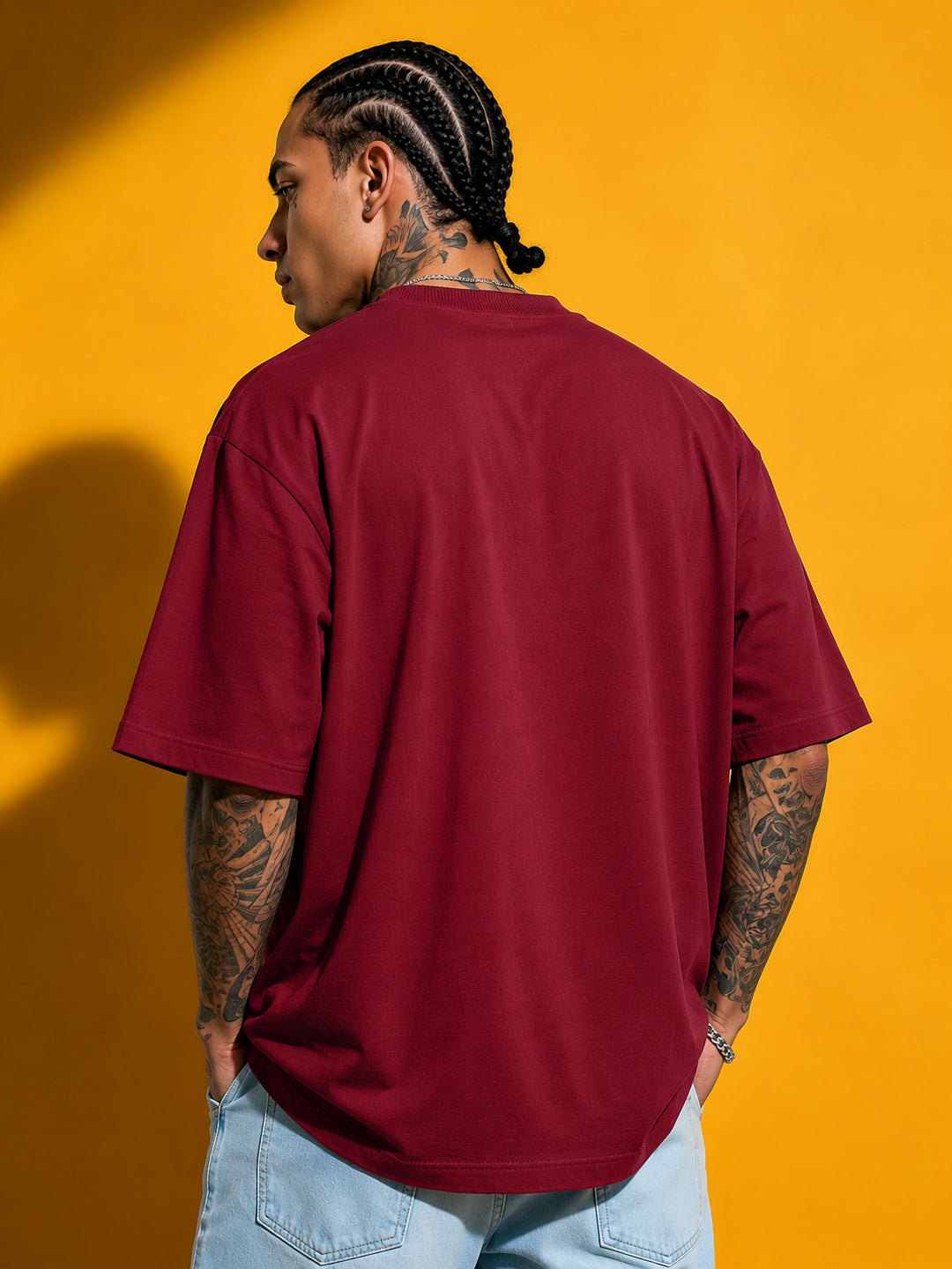 Leotude Men's "Brasil" Printed Oversized T-Shirt — Maroon Streetwear Tee
