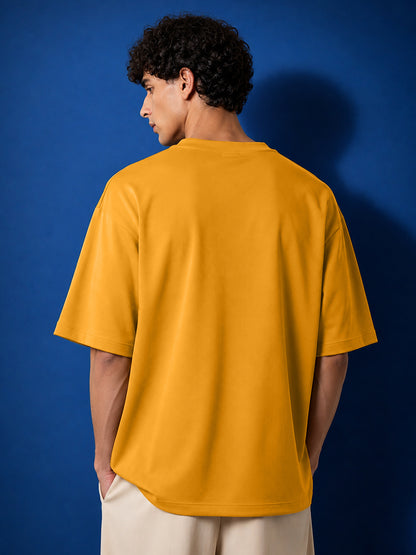 Leotude Men's Lakers 24 Sports Printed Mustard Oversized T-Shirt