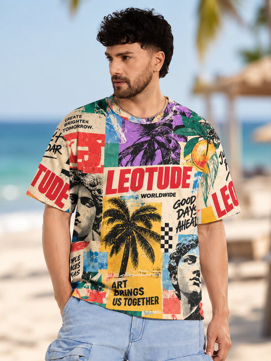 Leotude Men's Multicolor Explore Printed T-Shirt