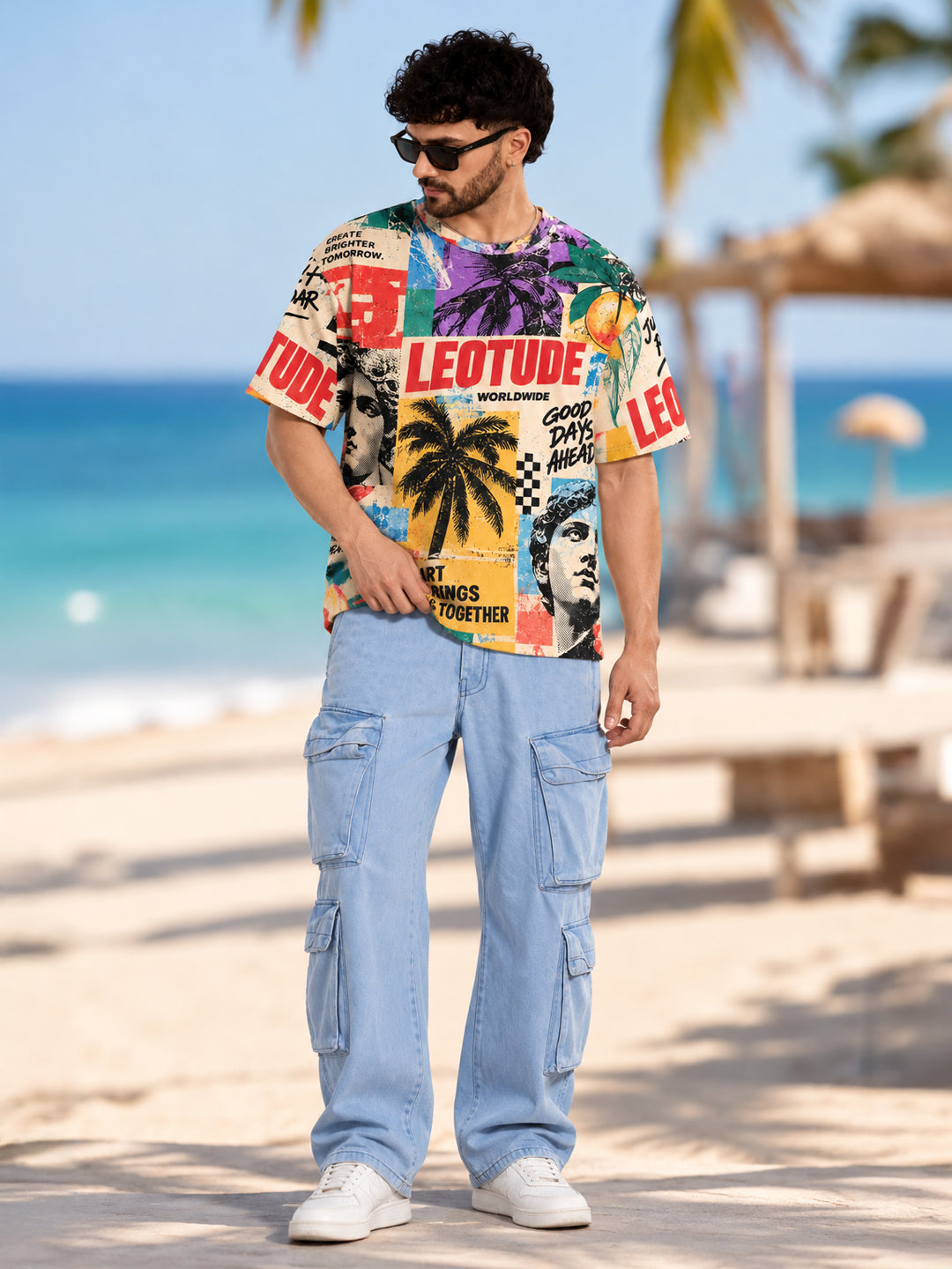 Leotude Men's Multicolor Explore Printed T-Shirt