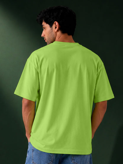 Leotude Men's "High Tide High Life" Printed Oversized T-Shirt — Neon Green Streetwear Tee