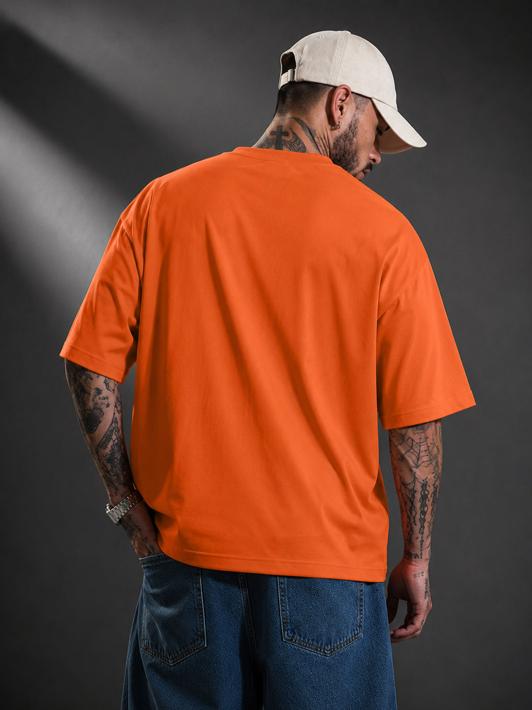 Leotude Men's "Someone" Printed Oversized T-Shirt — Orange Streetwear Tee