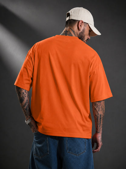 Leotude Men's "Someone" Printed Oversized T-Shirt — Orange Streetwear Tee