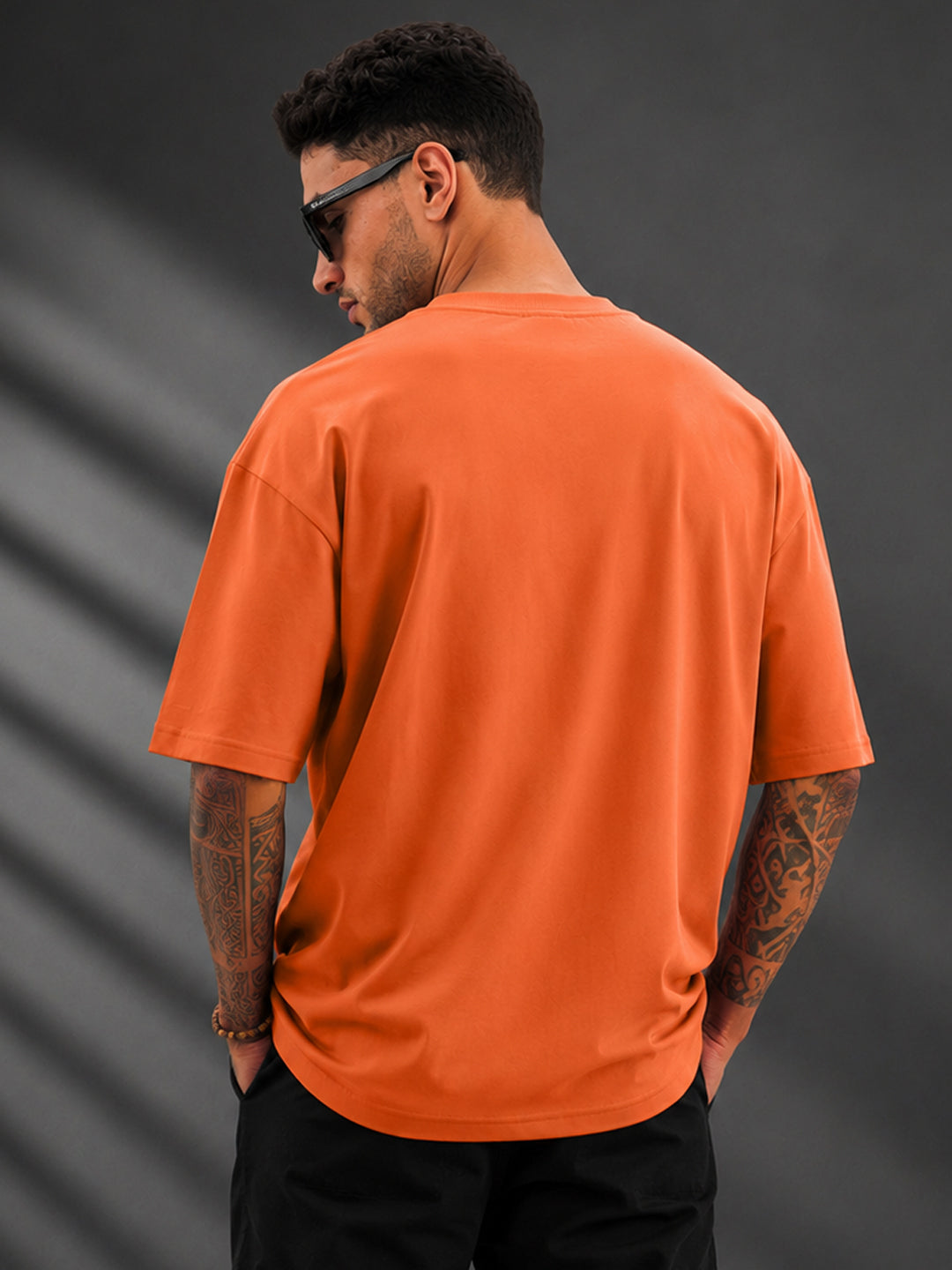 Leotude Men's "Milano" Printed Oversized T-Shirt — Orange Streetwear Tee