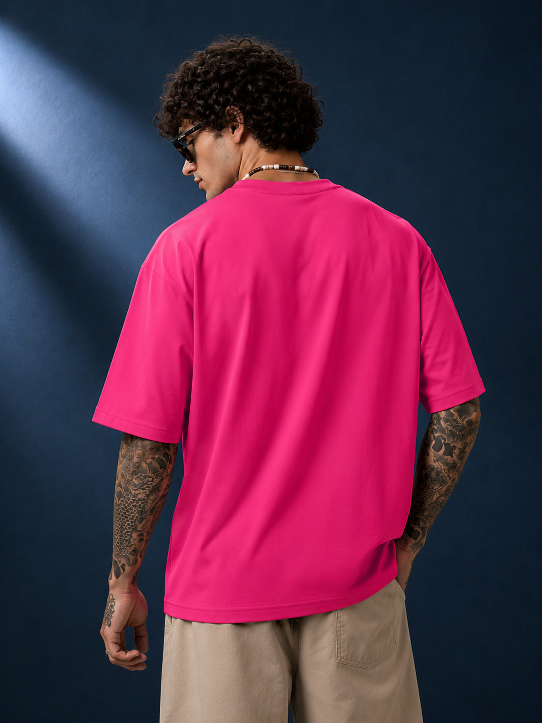 Leotude Men's "Drew" Printed Oversized T-Shirt — Pink Streetwear Tee