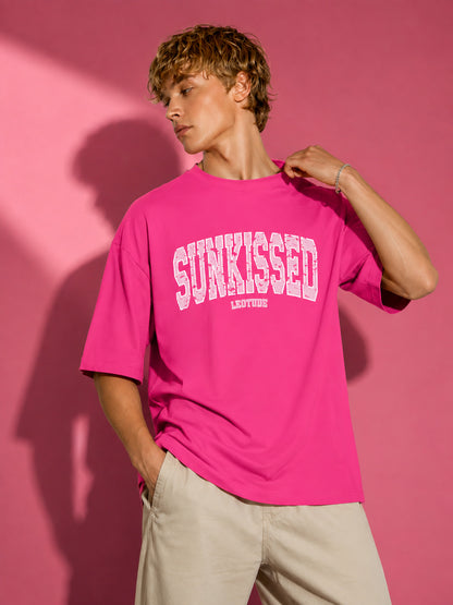 Leotude Men's "Sunkissed" Printed Oversized T-Shirt — Pink Streetwear Tee