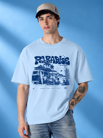 Leotude Men "Paradise" Sky Blue Oversized T-Shirt
