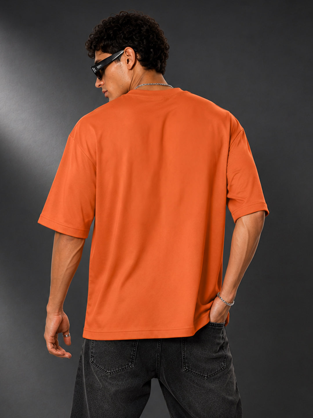 Leotude Men's "Immortal" Skull Print Oversized T-Shirt — Orange Streetwear Tee