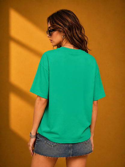 Leotude Rama Green Death Printed Oversized Tshirt for Women