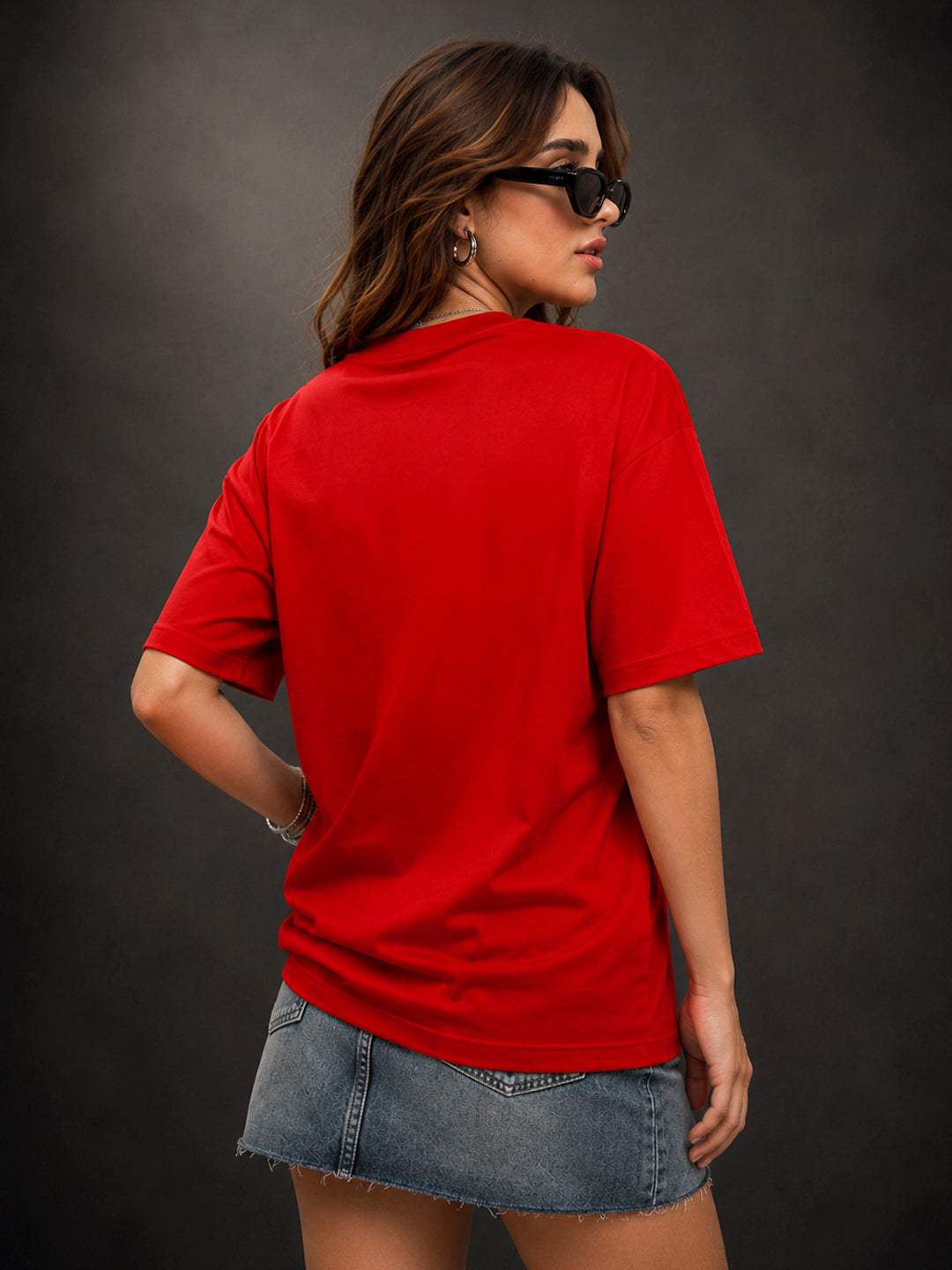 Leotude Red The Big Bang Printed Oversized Tshirt for Women