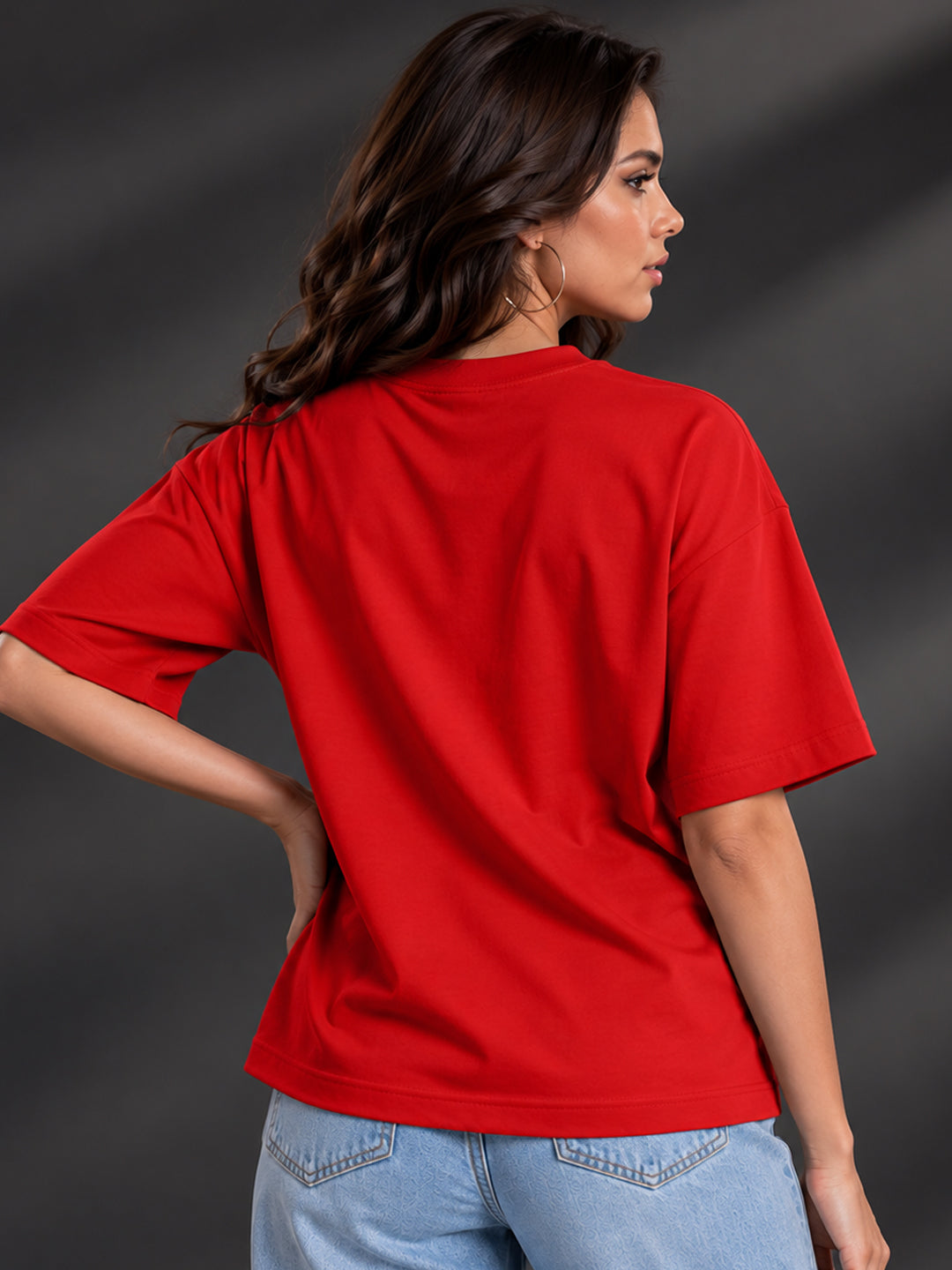 Leotude Women "God Of Child" Red Oversized T-Shirt