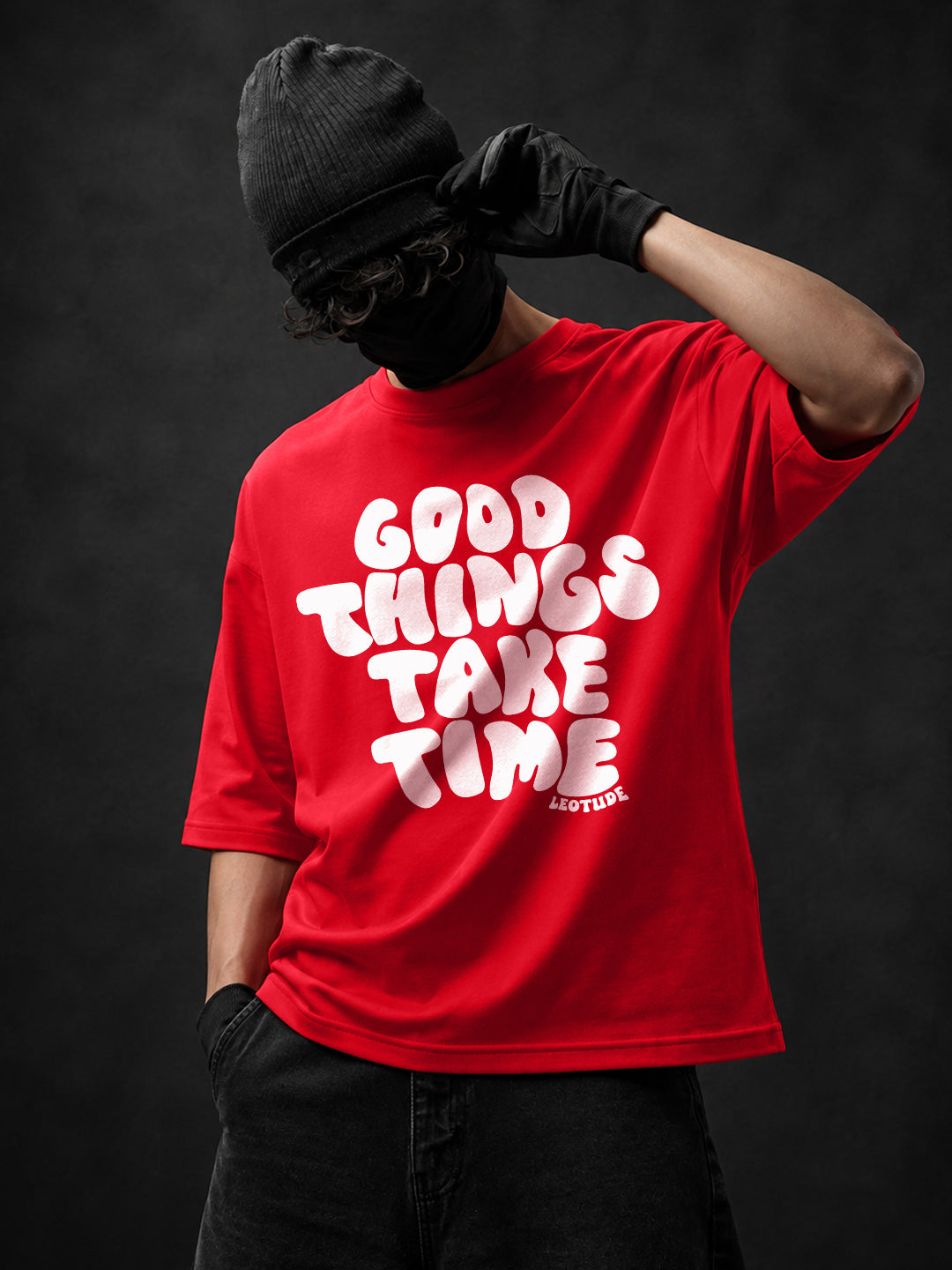 Leotude Men's Red Good Things Take Time Premium T-Shirt