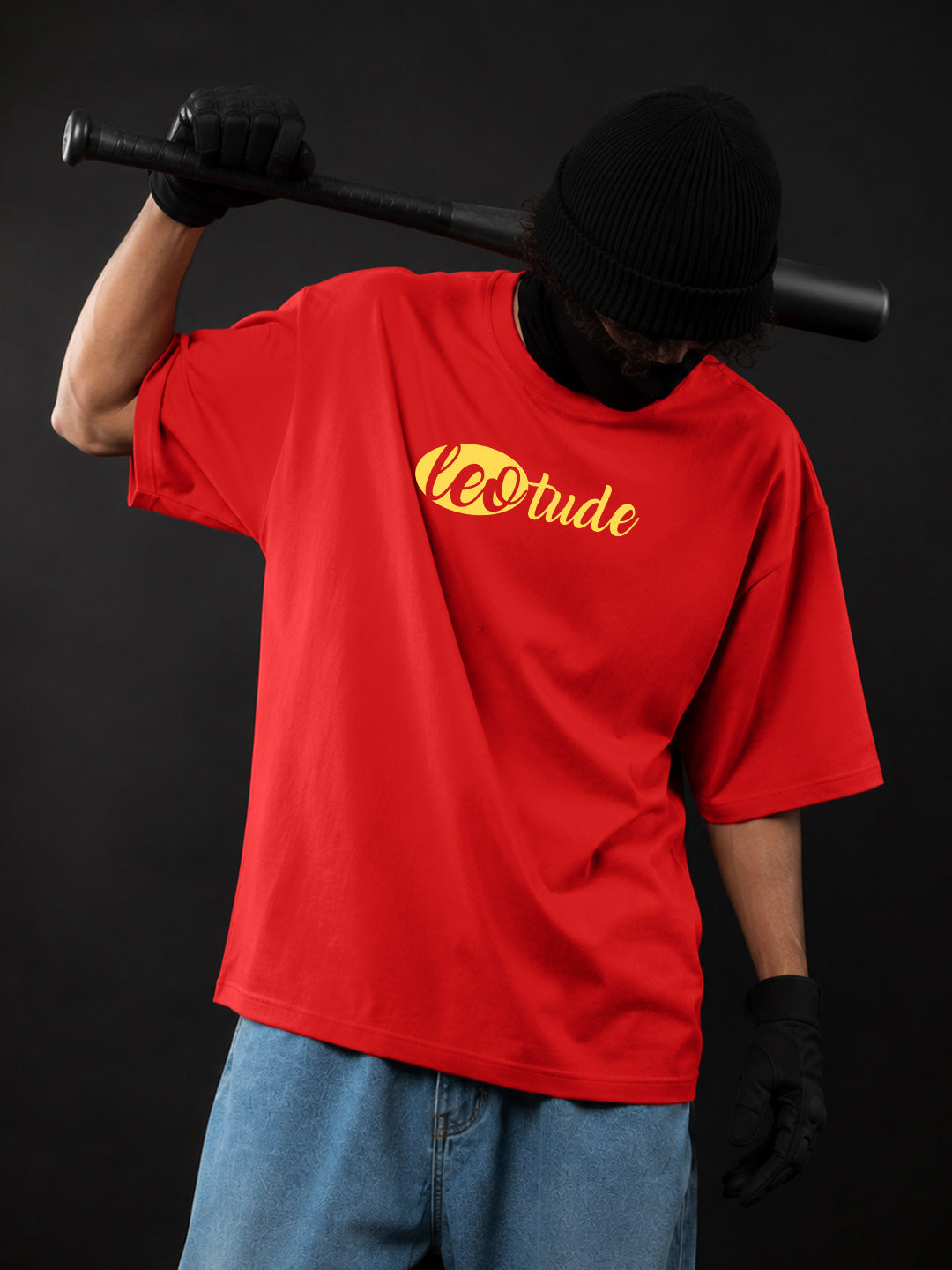 Leotude Men's Red Serpent Premium Puff Print T-Shirt