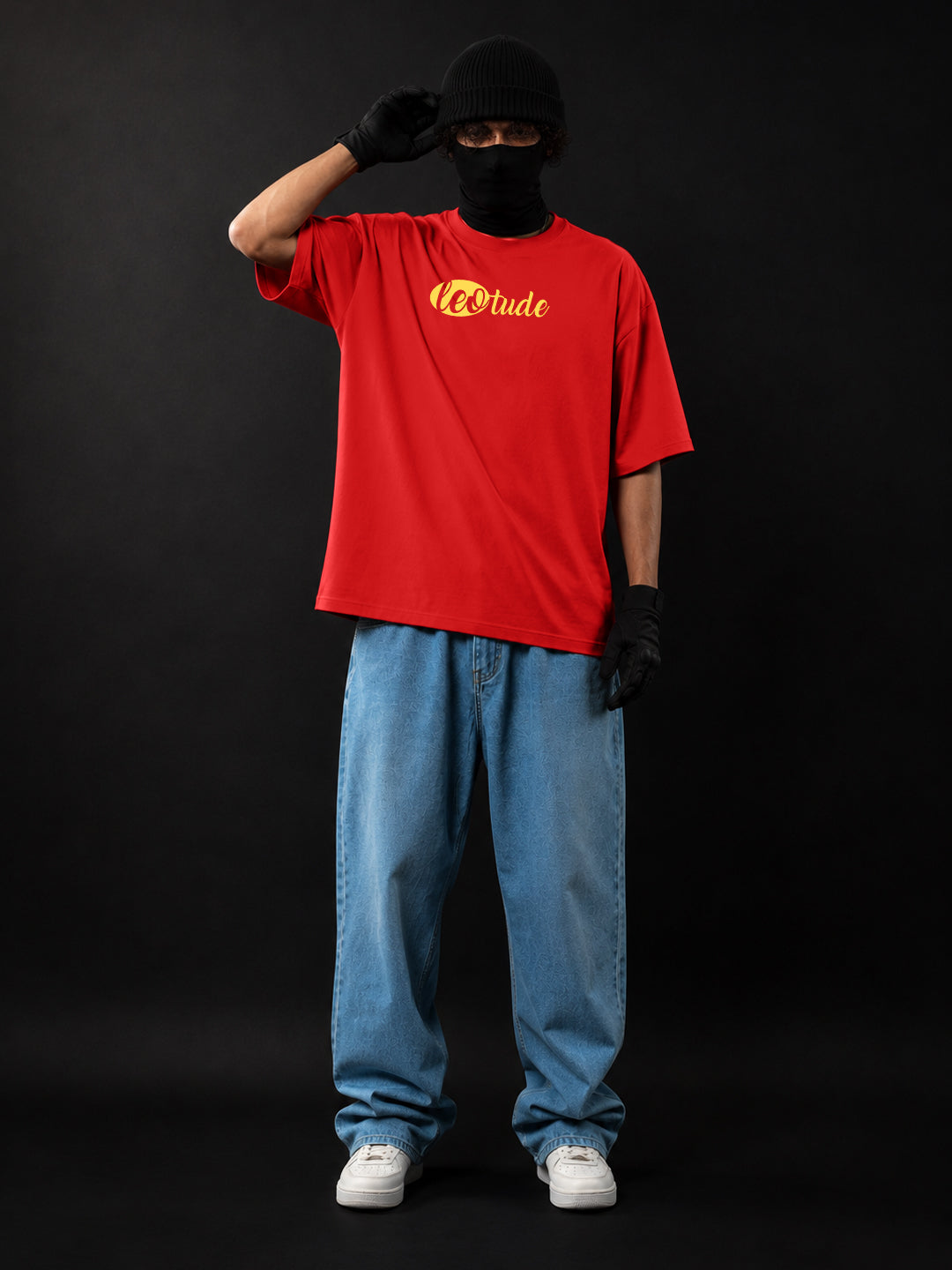 Leotude Men's Red Serpent Premium Puff Print T-Shirt