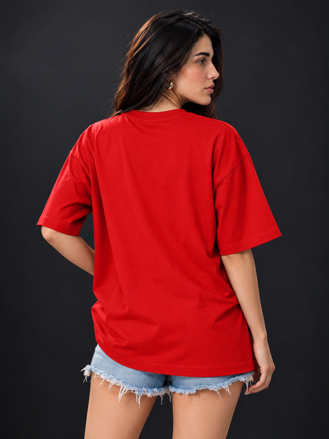 Leotude Women "Sports" Red Oversized T-Shirt