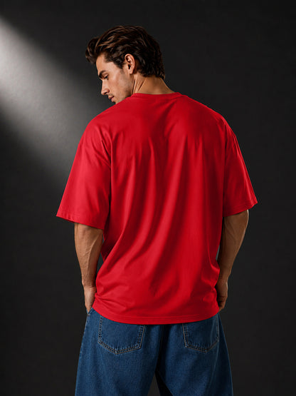 Leotude Men's "Miami" Printed Oversized T-Shirt — Red Streetwear Tee