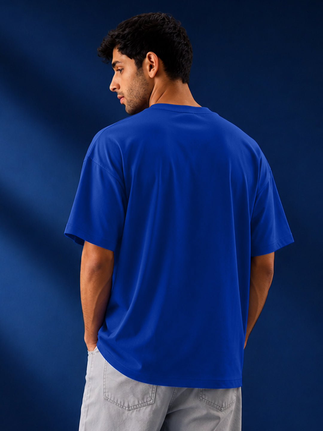 Leotude Men's "Deep" Printed Oversized T-Shirt — Royal Blue Streetwear Tee