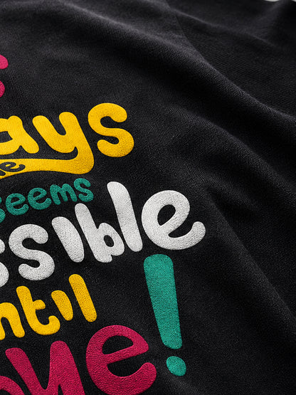 Leotude Black Impossible Printed Oversized Tshirt for Men