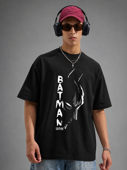 Leotude Bat Hero Graphic Oversized T-Shirt — Men's Black Streetwear Tee