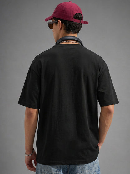 Leotude Bat Hero Graphic Oversized T-Shirt — Men's Black Streetwear Tee
