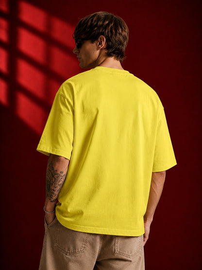 Leotude Yellow Spain Printed Oversized Tshirt for Men