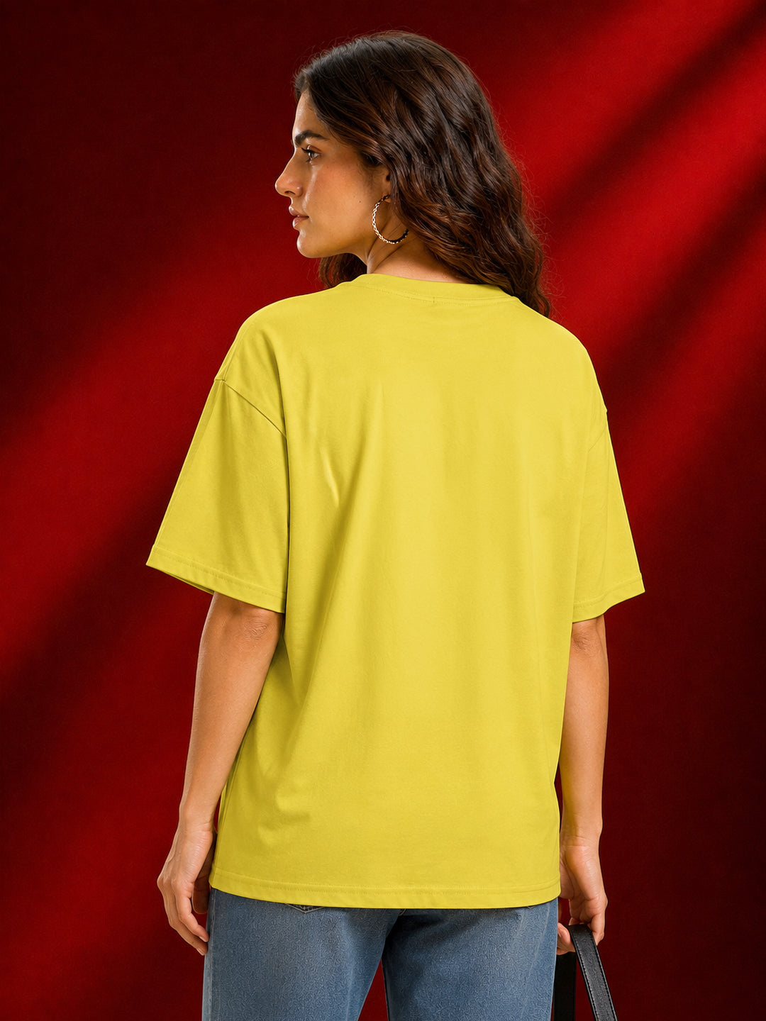 Leotude Yellow Majorca Printed Oversized Tshirt for Women