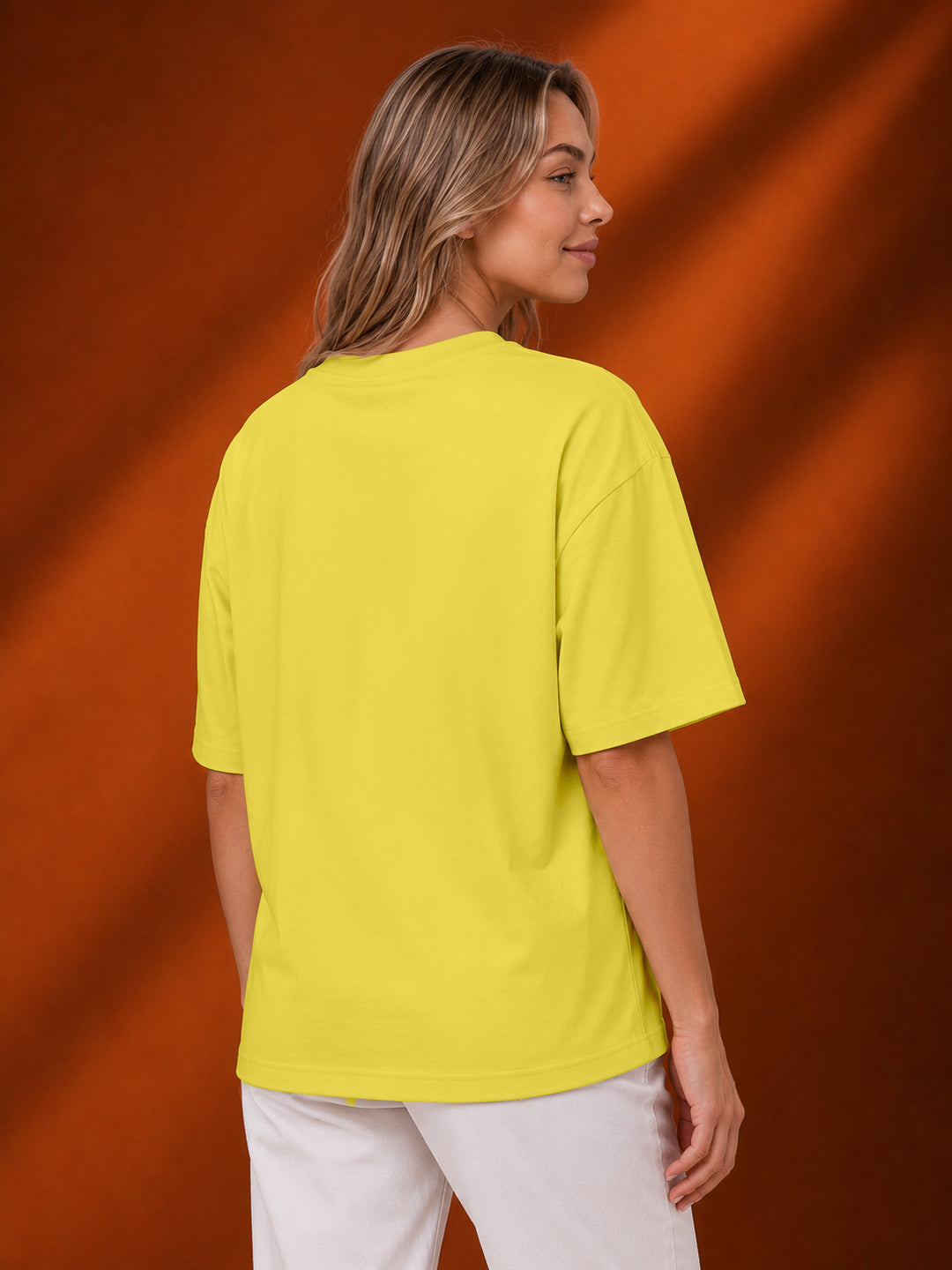 Leotude Yellow Club Printed Oversized Tshirt for Women