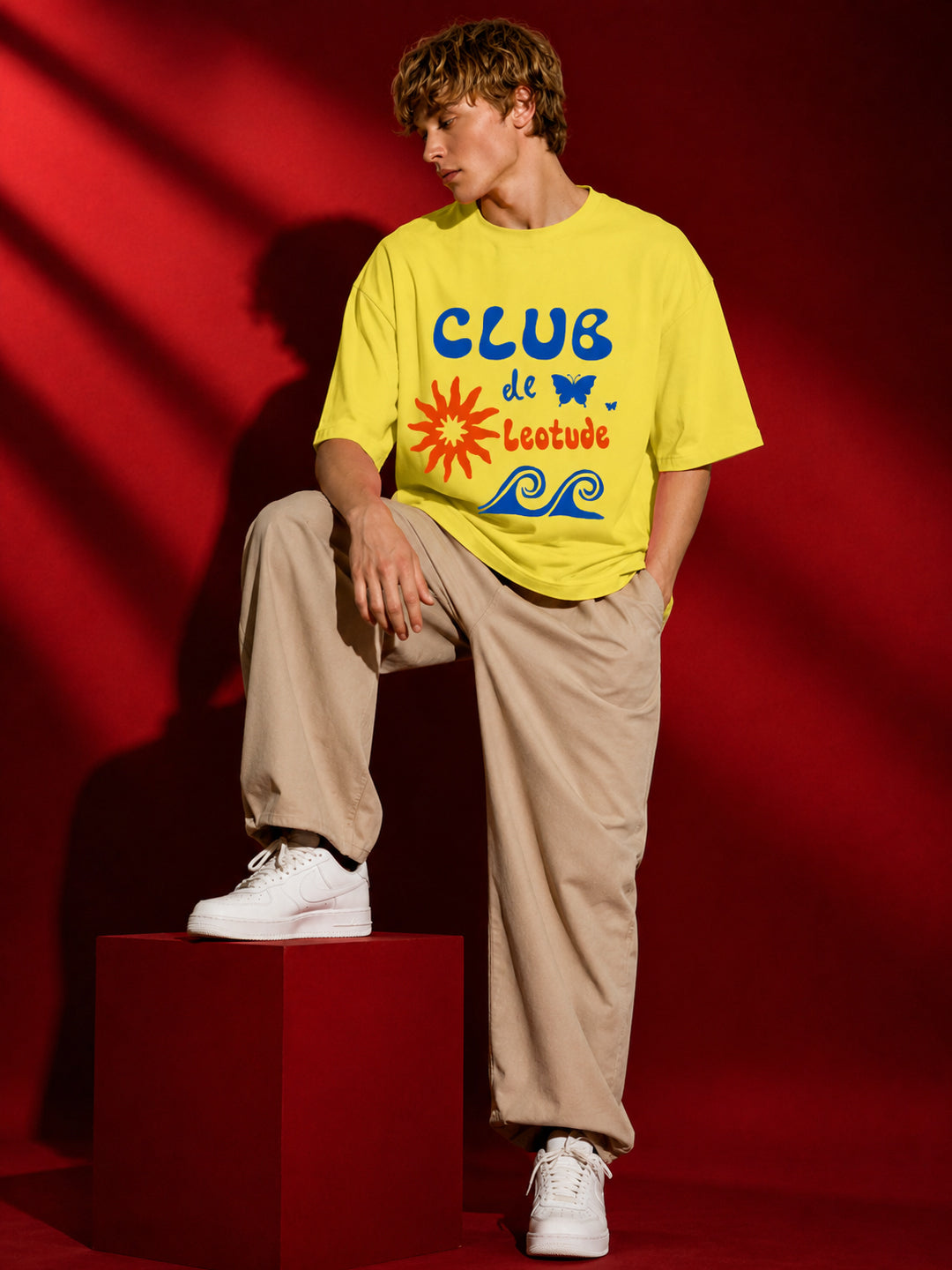 Leotude Men "Club De Leotude" Yellow Oversized T-Shirt