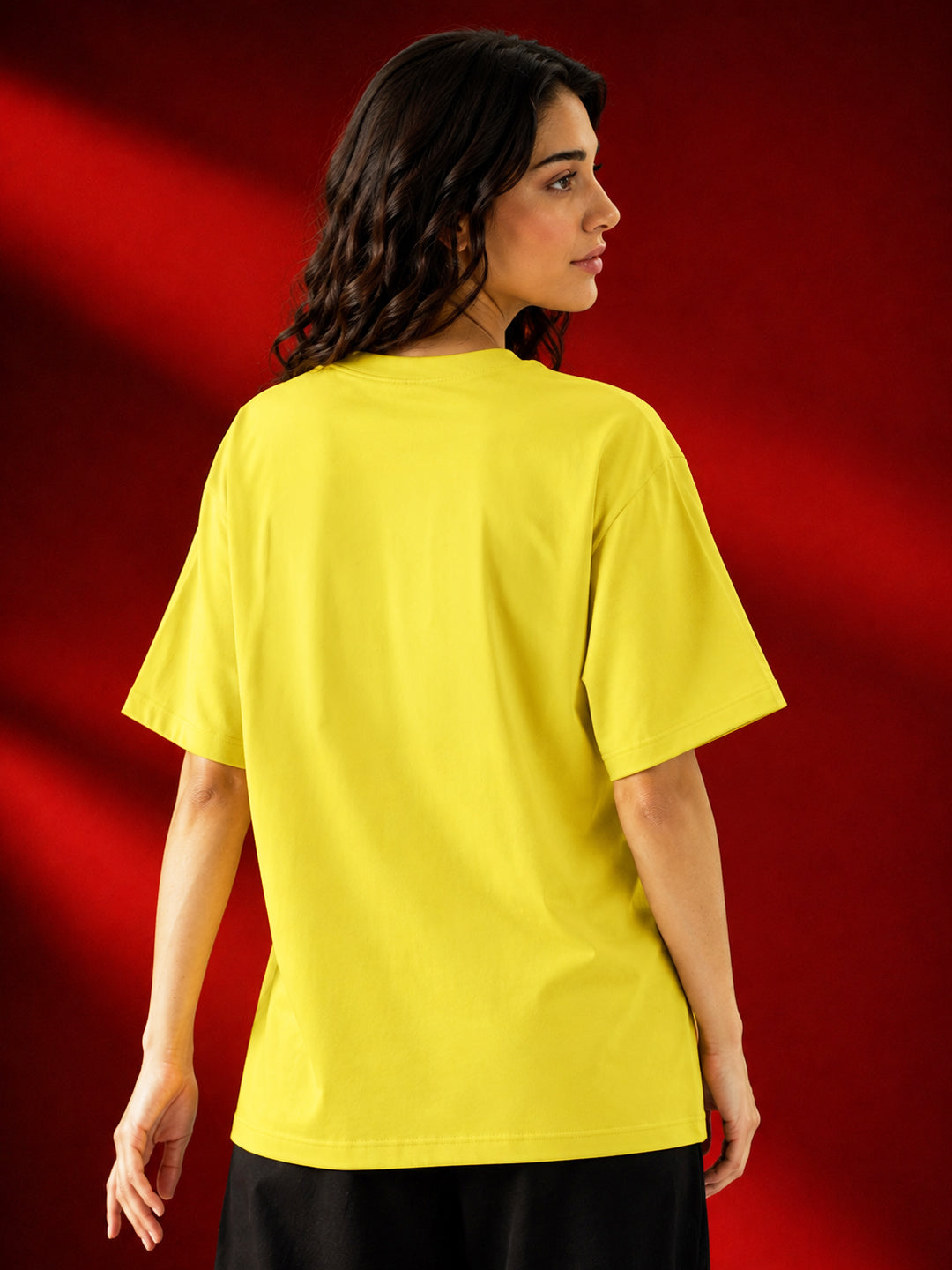 Leotude Yellow Wild Printed Oversized Tshirt for Women