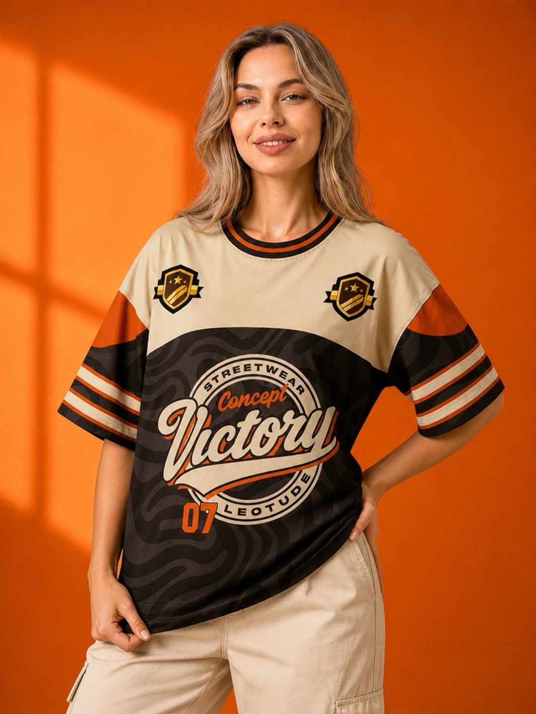 Leotude Women's Brown Victory Printed T-Shirt