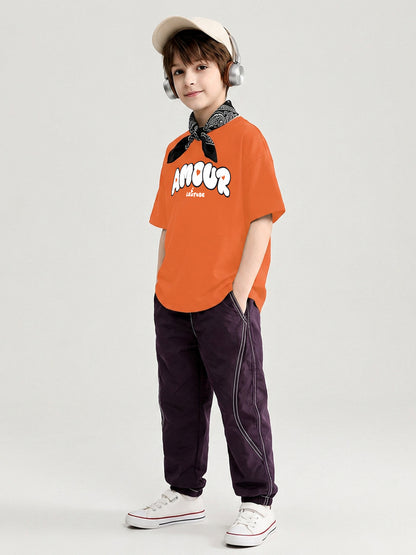 Leotude Boys' Orange Amour Printed T-Shirt