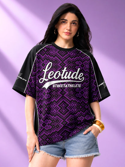 Leotude Women's Purple Street Athlete Printed T-Shirt