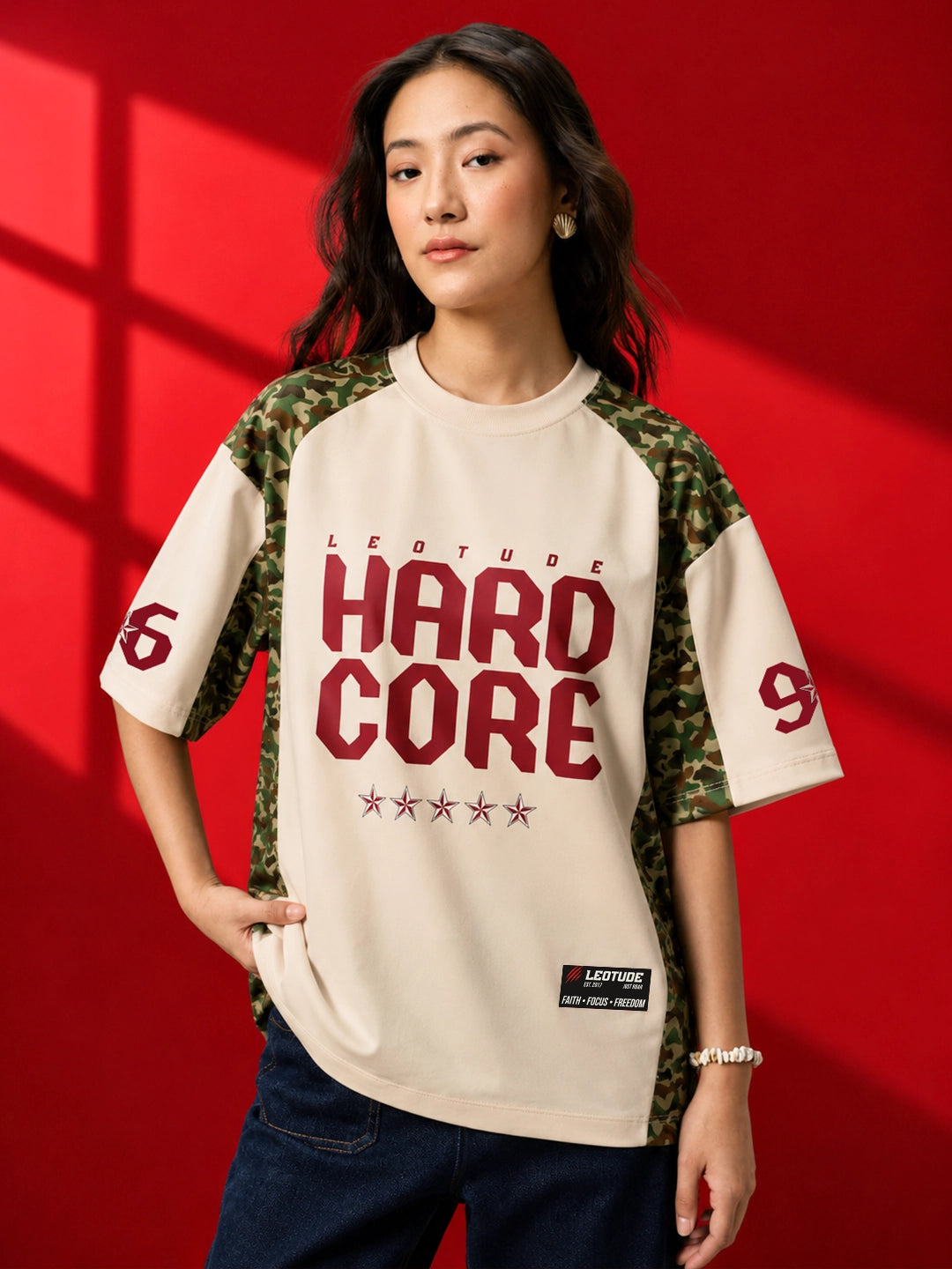 Leotude Women's White Hard Core Printed T-Shirt