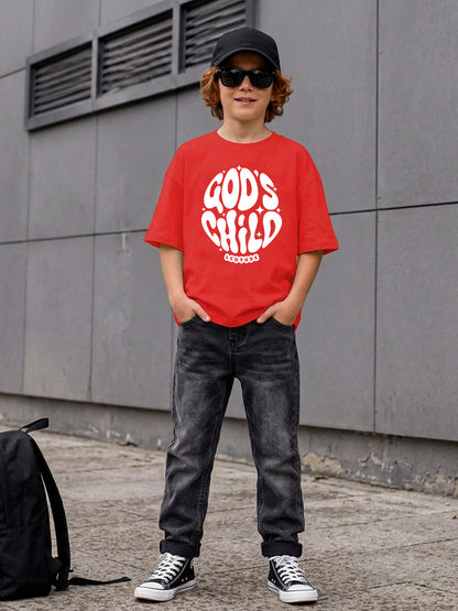 Leotude Boys' Red God's Child Printed T-Shirt