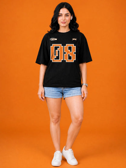 Leotude Black 08 Printed Oversized Tshirt for Women