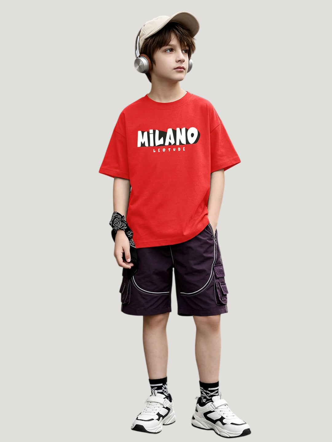 Leotude Boys' Red Milano Printed T-Shirt
