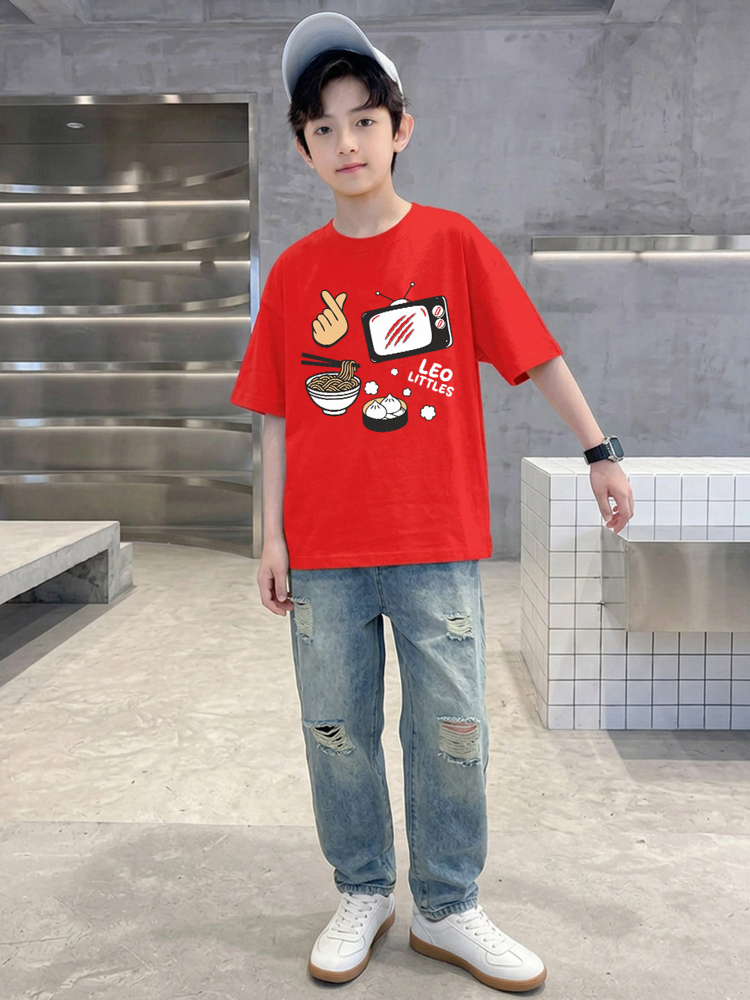Leotude Boys' Red Leo Littles Printed T-Shirt