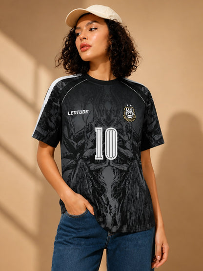 Leotude Women's Black Dark Beast Soccer Jersey Sport ( ) Printed T-Shirt