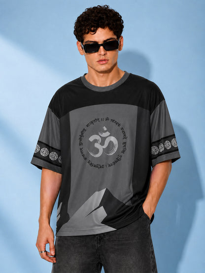 Leotude Men's Grey Premium Mahadev Printed T-Shirt