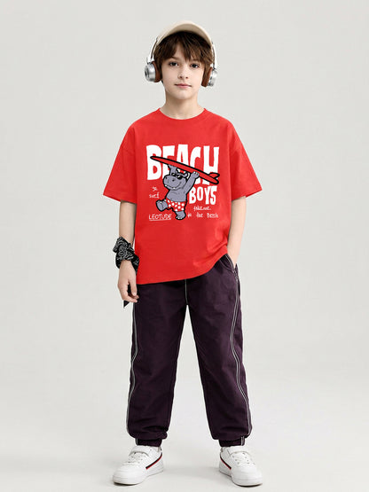 Leotude Boys' Red Beach Boys Printed T-Shirt