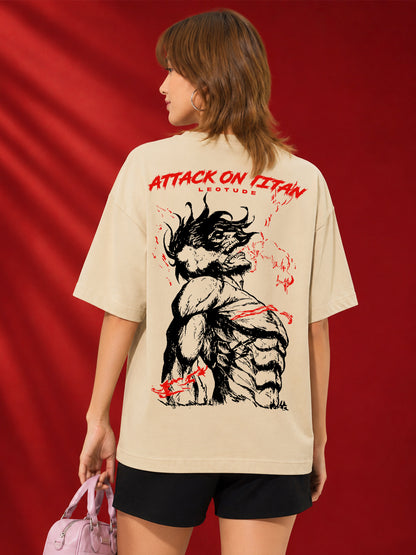 Leotude Women's Cream Attack on Titan Premium T-Shirt