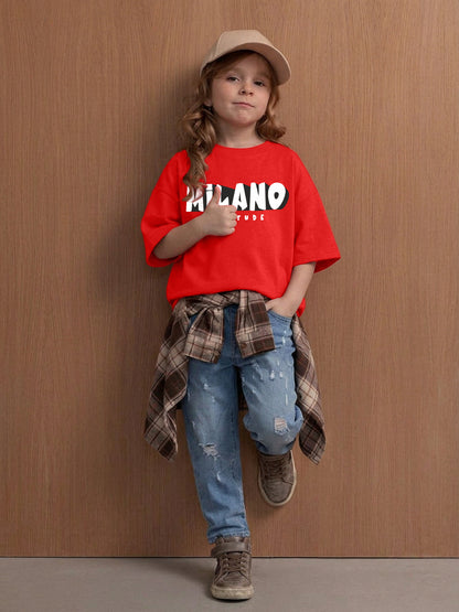 Leotude Girls' Red Milano Printed T-Shirt