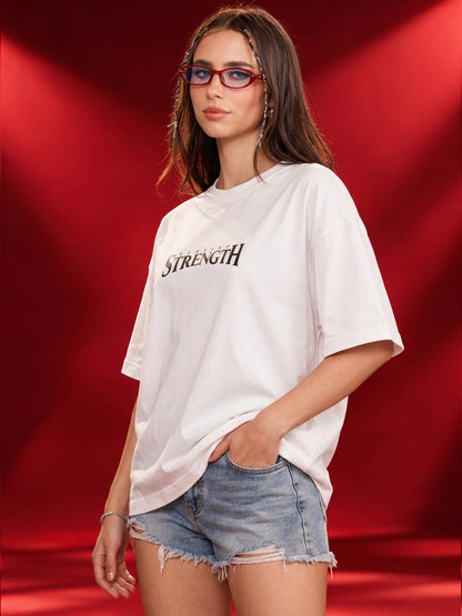 Leotude Women "Limitless Strength" White Oversized T-Shirt