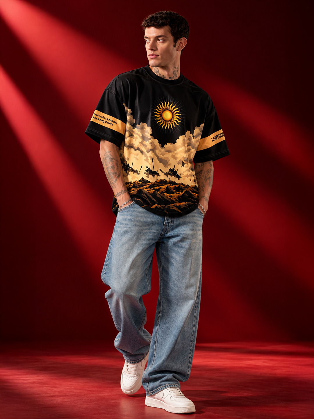Leotude Men's Black Karna Printed T-Shirt